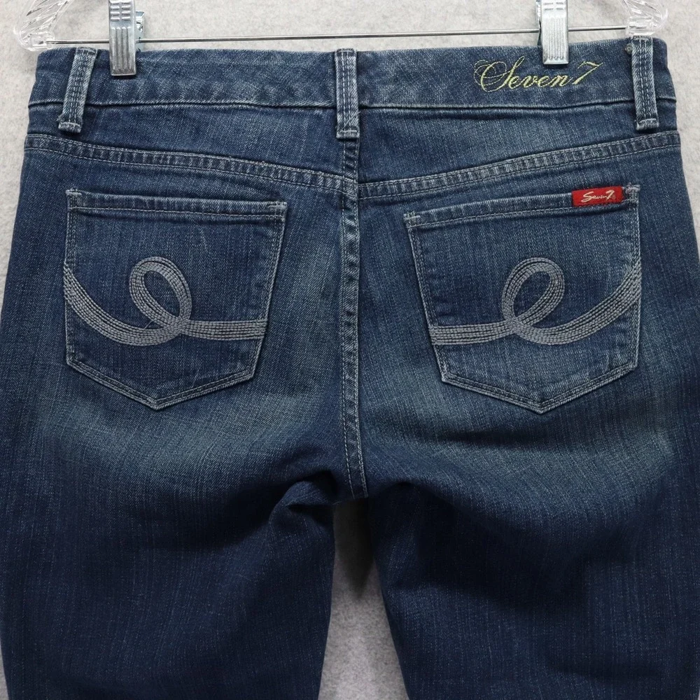 Seven7 Jeans Womens 8 Boot Cut Flare‎ 5-Pocket Stretch Flex Denim Dark Wash Blue